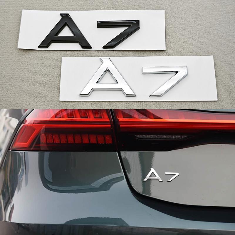 3D ABS Chrome Black Logo A7 A8 Emblem Car Rear Trunk Badge Sticker Decals For Audi A7 A8 4G 4K D4 D5 Auto Decorative Accessories