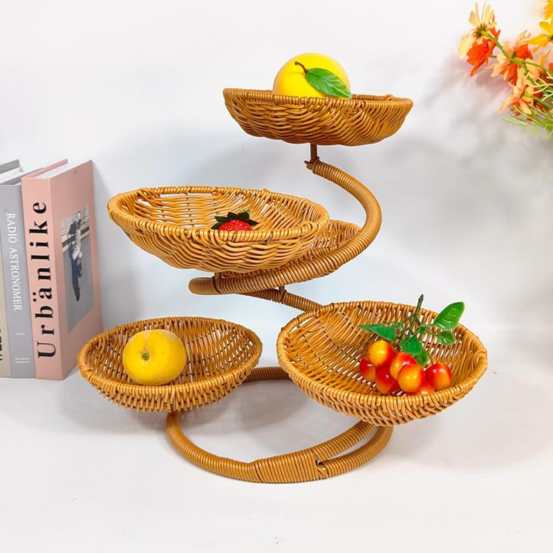 Multi-Tier Fruit Basket With Thickened Steel Frame Detachable Storage Organizer Kitchen Dining Table