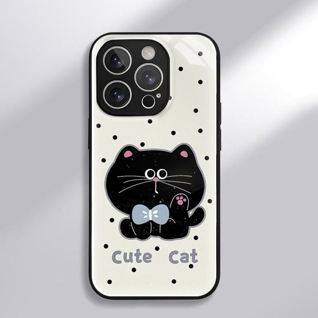 Polka Dot Big Face Cat for Apple 17 Promax Cartoon Female Model for IPhone Mobile Phone Case 16 New Model 15 Hydrogel Shell
