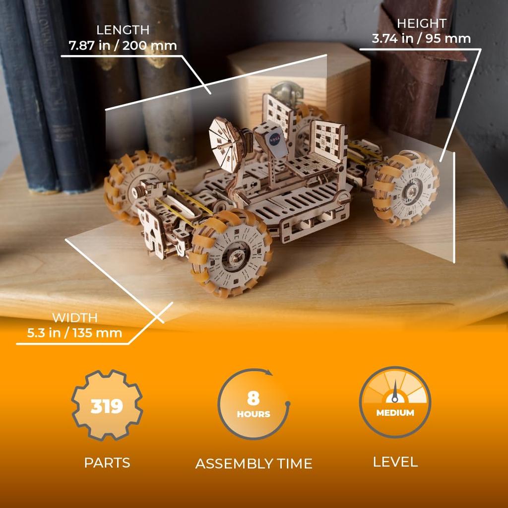 Ugears NASA Lunar Rover 70236 Wooden Puzzle No Glue or Tools Required 3D Puzzle Includes Assembly Instructions - - -