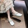 Fashion Summer 2025 Flats Mules Women Shoes Slingback Slippers Women Designer String Bead Square-toed Sandals Dress Fashion Slides Women