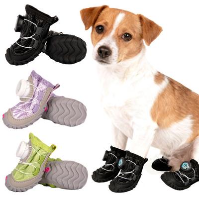 2 Pcs Waterproof Non-Slip Dog Shoes Adjustable Rotary Buckle Dog Boots for Small Medium Dogs Breathable Mesh Pet Paw Protectors for Outdoor Walking
