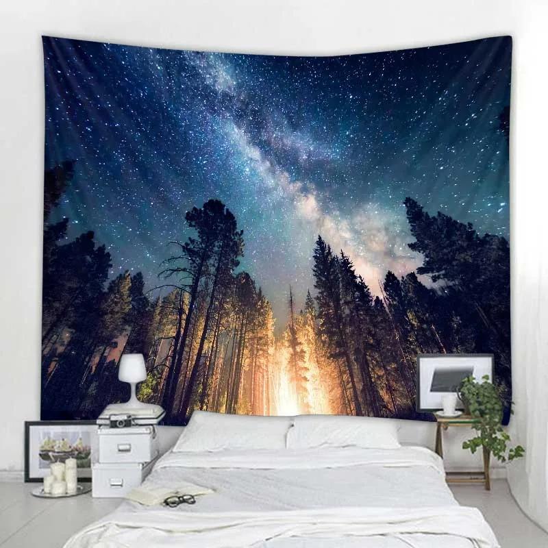 Forest Starry Sky Tapestry Office Living Room Decoration Home Wall Tapestry