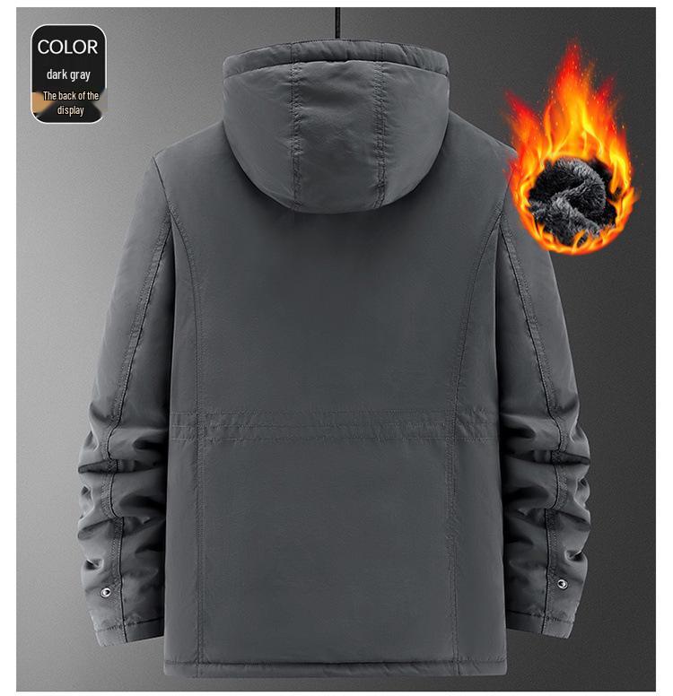 Vinterjacka för män, stor storlek, varm - Medelålders & Äldre, köldtålig, tjock bomullsytterkläder med sammetsfoder