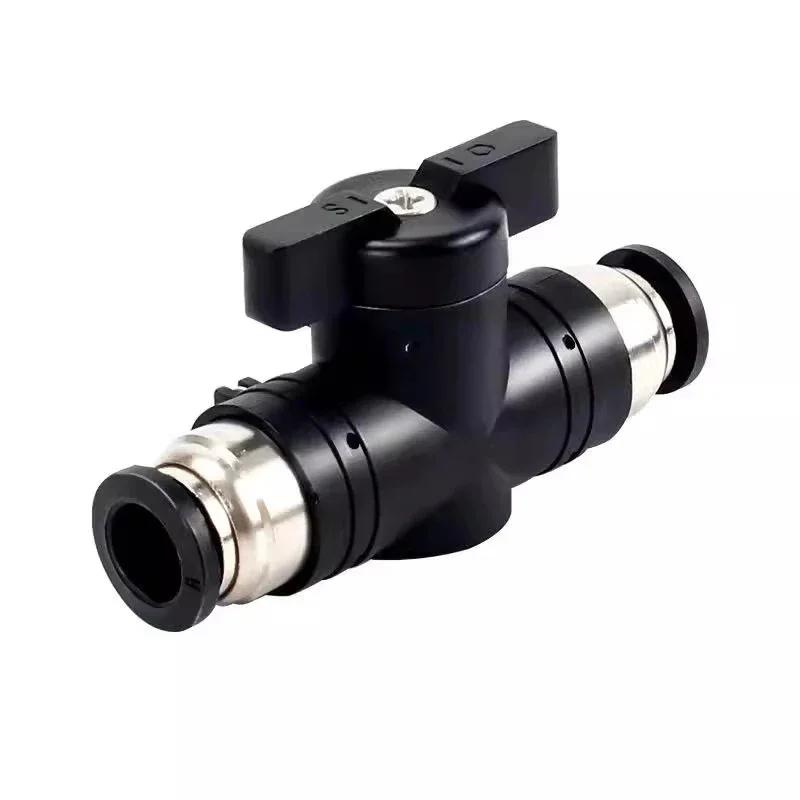 BUC-6 Black Pneumatic Quick Coupling Manual Valve Steering Switch Manual Ball Valve Air Hose 4 6 8 10 12mm