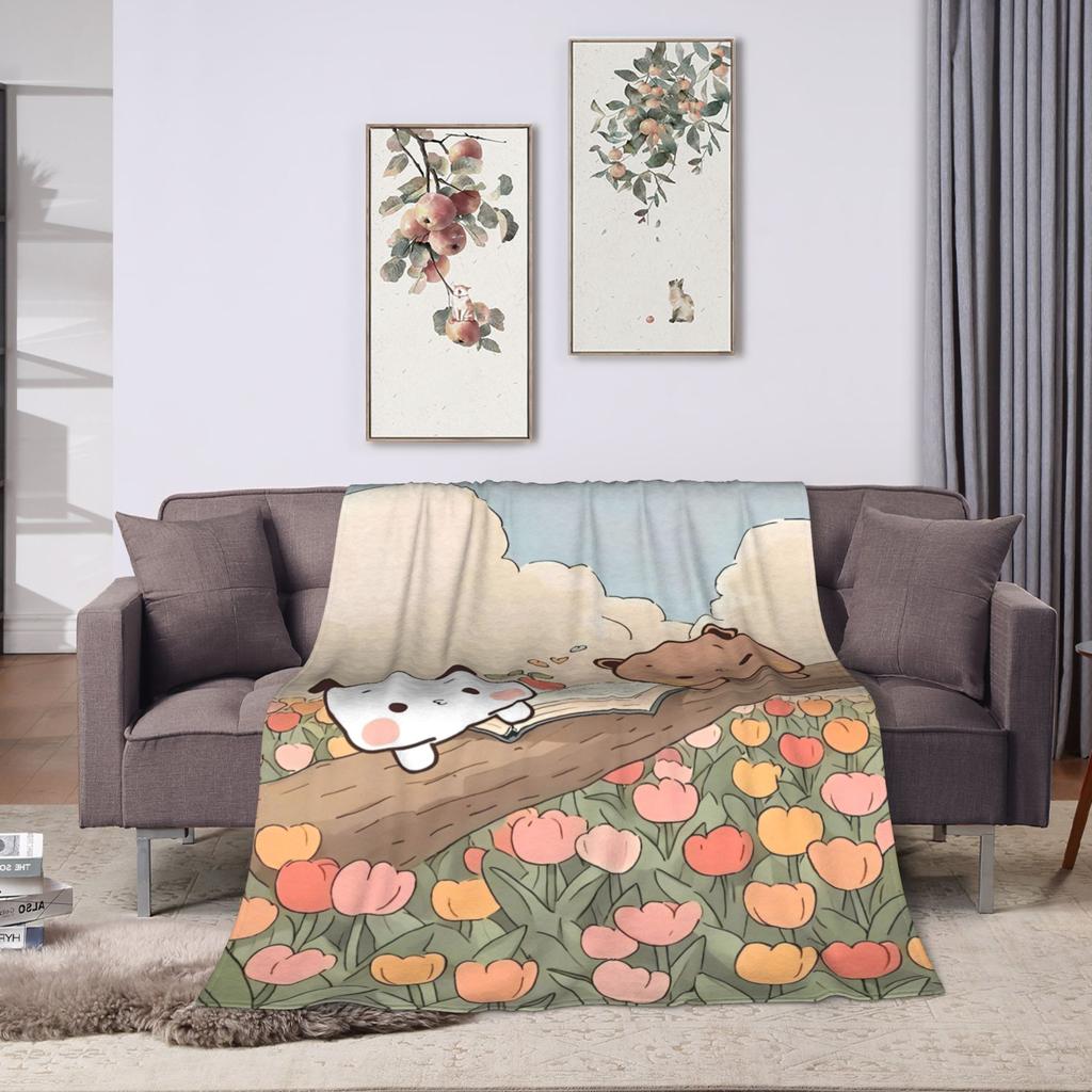 Bubu Dudu Flower Flannel Blankets Spring Soft Warm Bedding Throws for Kids Couch Chair Novelty Bedspread Sofa Bed Cover