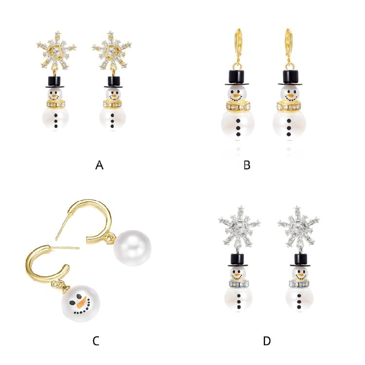 Fashionable Christmas Snowman Hoops Earrings With Crystals Details for Trendy Ladies New Year Fashion Special Gifts