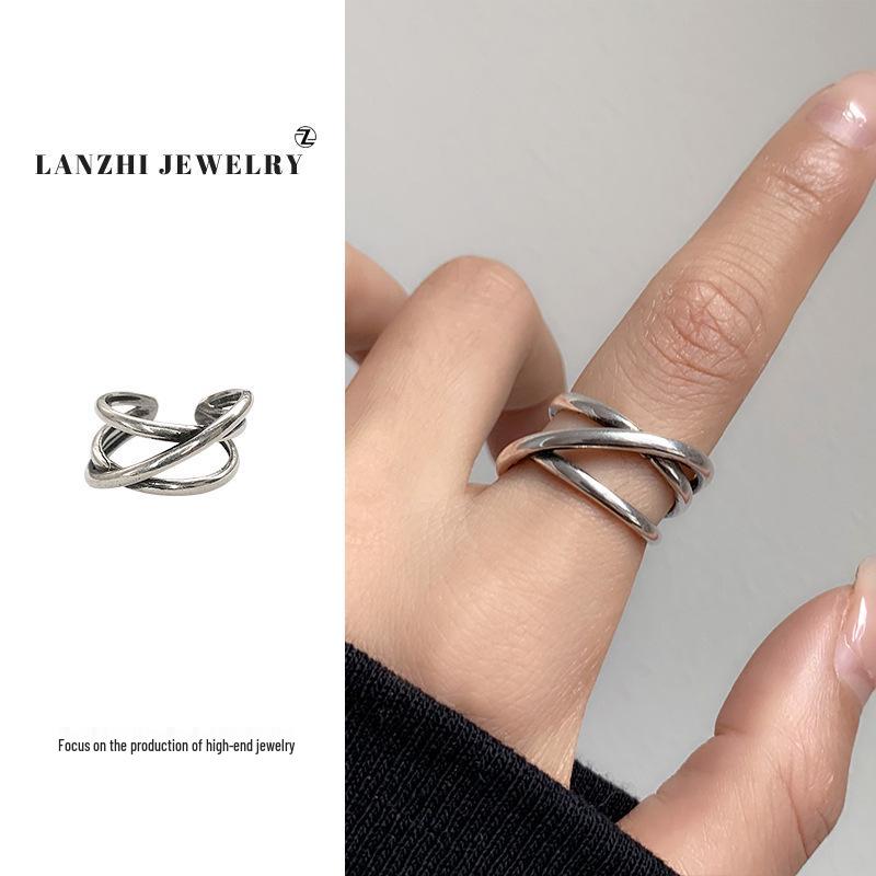 Lan Zhi 925 Sterling Silver Retro Open Ring - Unique Niche Design for Women