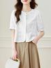 Women's Summer Embroidered Frog Button Cotton Shirt - New Chinese Style 2026