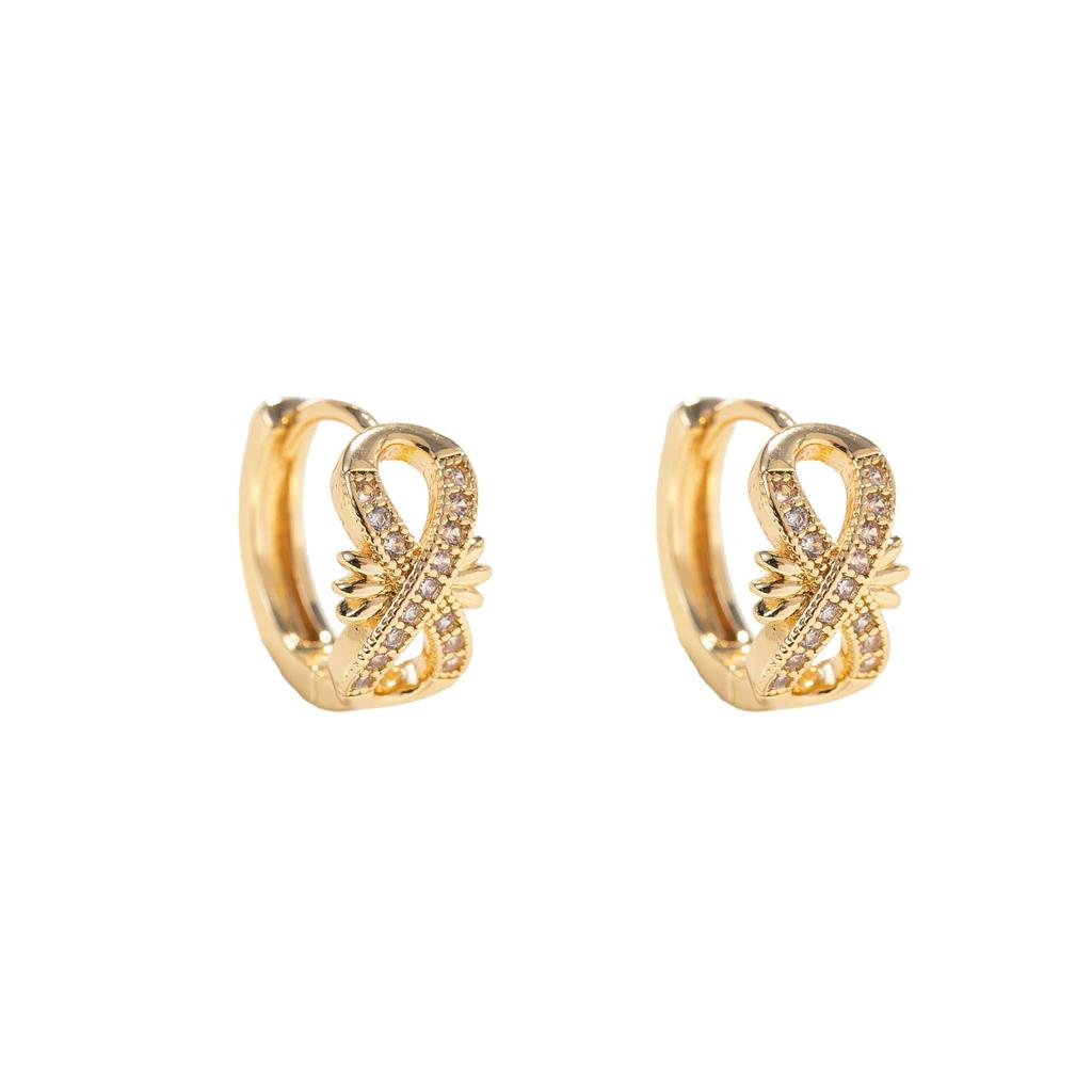 Korean Style 8-Shaped Rhinestone Earrings: Simple, Elegant Ear Studs for Women and Girls