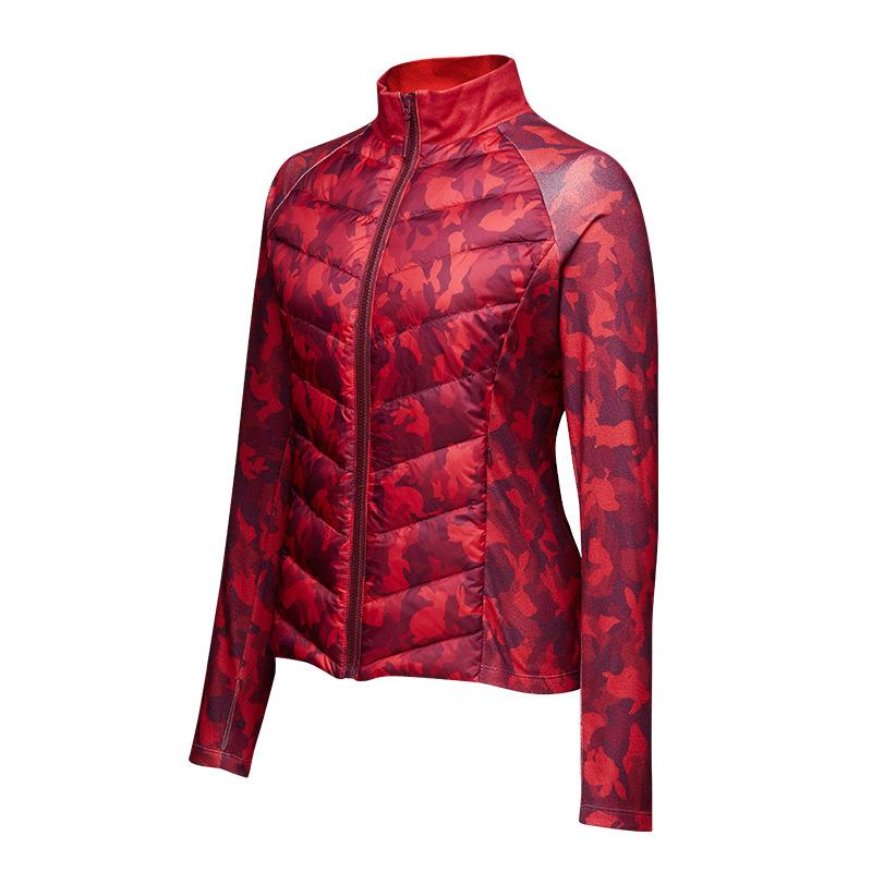 Sports down jacket women's light and slim outdoor skiing running warm duck down fitness windproof stand-up jacket