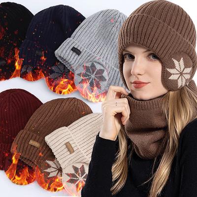 Unisex Winter Warm Plush Knitted  for Men Women Snow Fashion Hat Outdoor Coldproof Ear Protection Wool Caps