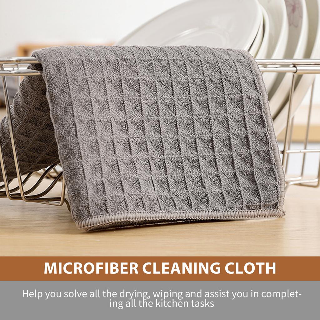 6Pcs Fiber Dish Cloth Breathable Towel High Absorbency Cleaning Cloth Non Scratch Surface Cleaning Wipe for Home and Kitchen