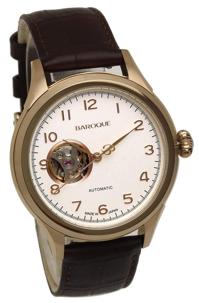 BAROQUE ETERNITA Watch 5 ATM Water Resistant Open Heart Automatic Winding PG White X Brown [BAROQUE] Men's BA3001RG-01BR