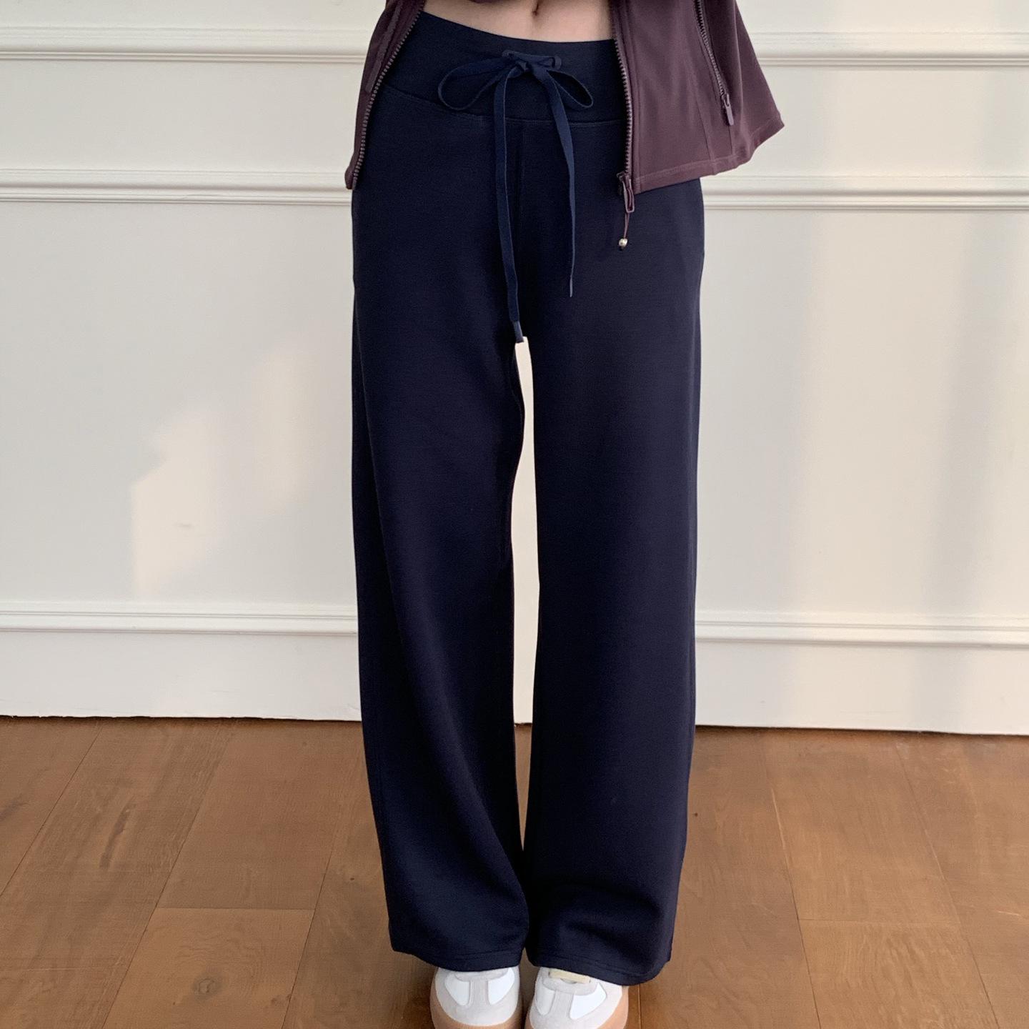 Women s Spring High-Waisted Drawstring Wide-Leg Pants - Daily Commute Casual Style XL