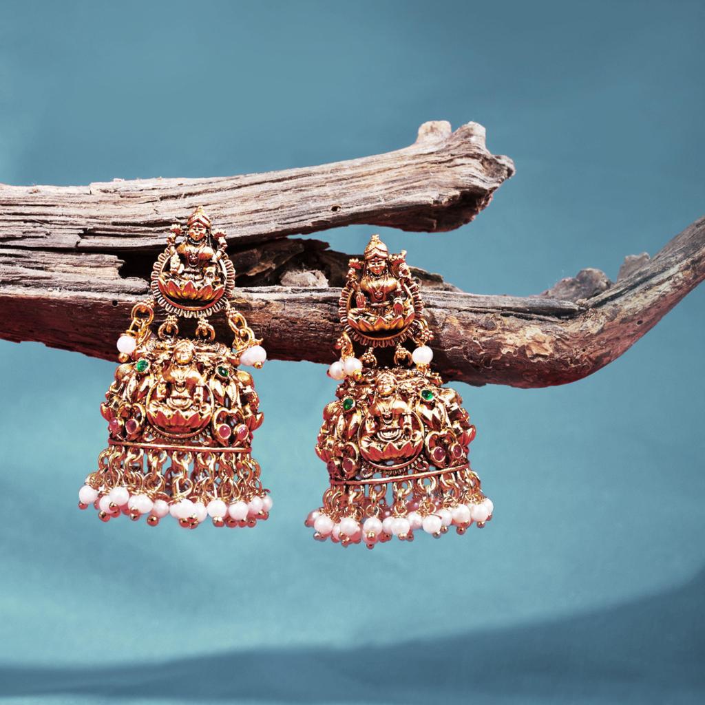 Gold Polish Temple Earrings,Temple Jewelry, Handmade Earring, Women Fashion Earrings