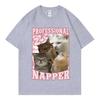 Professional Napper Funny Cat Meme T-shirt Kawaii Unisex Fashion Short Sleeve T-shirts High Quality Cotton Clothing Tee Shirt