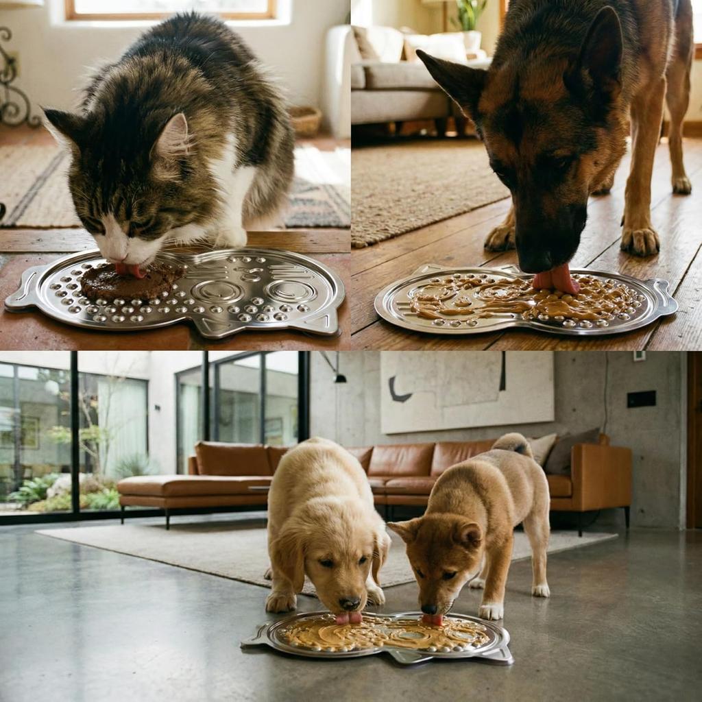 Heavy Duty Stainless Steel Lick Mat for Dogs & Cats – 15" x 10" Extra Large Chew Proof Slow Feeder with Suction Cups, Metal Licking Pad for Anxiety