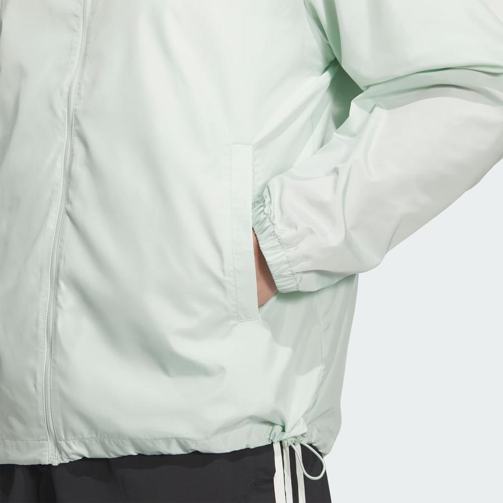 Adidas Water-Resistant Hooded Zip-Up Long Sleeve Jacket Unisex Jackets Linen-Green KA9291