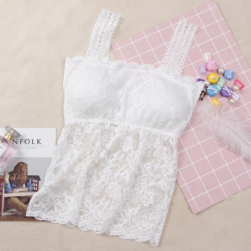 Women s Beige Floral Lace Camisole Built-in Padded Bustier Top with Scalloped Lace Straps S белый