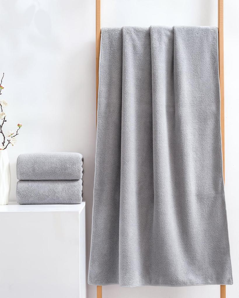 Lumimi Towel Light Gray Towels x 4 Face Towels x Large Instant Durable Strong Quick Soft Salon Suitable for All Seasons Set, (Bath approx. 70140cm +