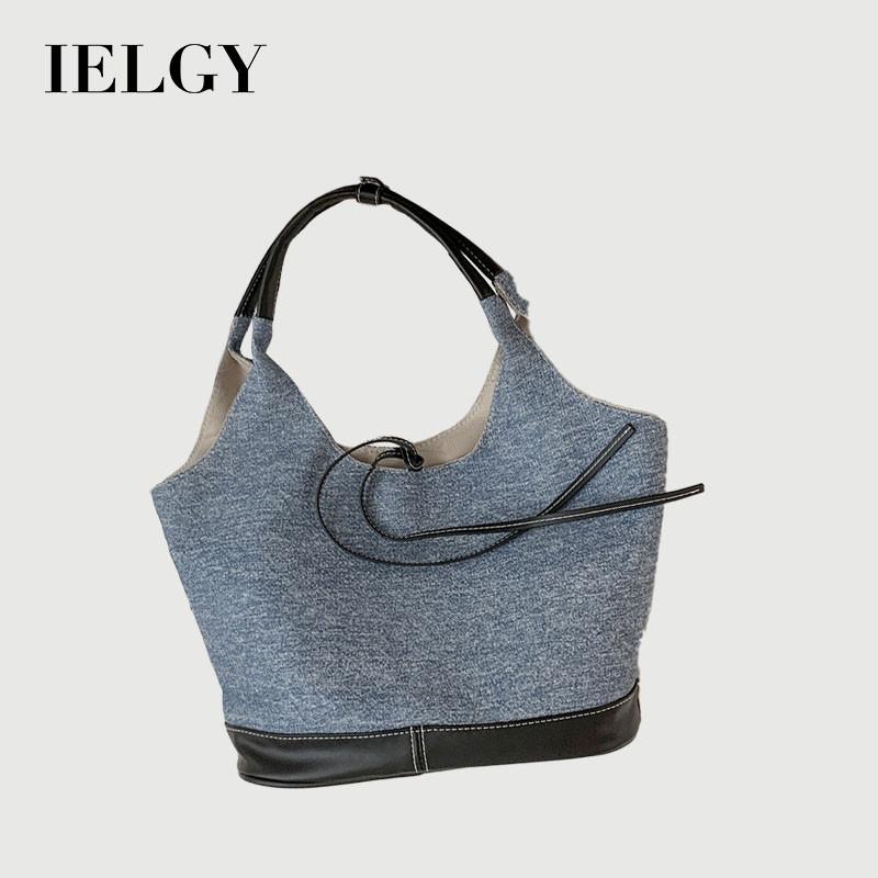 IELGY Korean Denim Canvas Bag Summer Fashion Armpit Order Shoulder Large Capacity Tote Bag