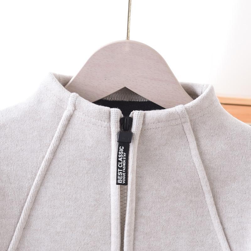 Girls' Warm Faux Cashmere Slimming Hoodie with Stylish Stand Collar - Versatile Velvet Base Layer for Autumn/Winter