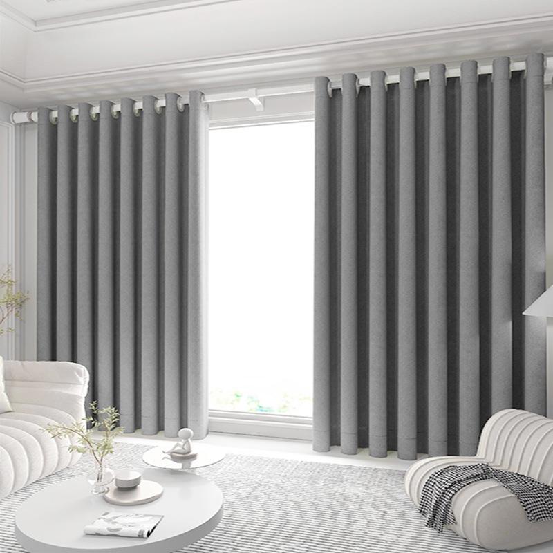 

Утолщенные льняные шторы блэкаут - Роскошная защита от солнца, Безударная установка для гостиной 200x260cm curtains 2pcs