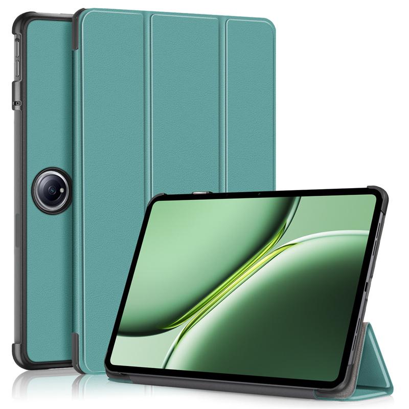 Чехол-подставка из кожи с магнитным тройным креплением для планшетов Oneplus Pad Pro 12,1 дюйма Чехол для One Plus Pad Pro 2024 Чехол Oneplus Pad 2 For Oneplus Pad 2 темно-зеленого
