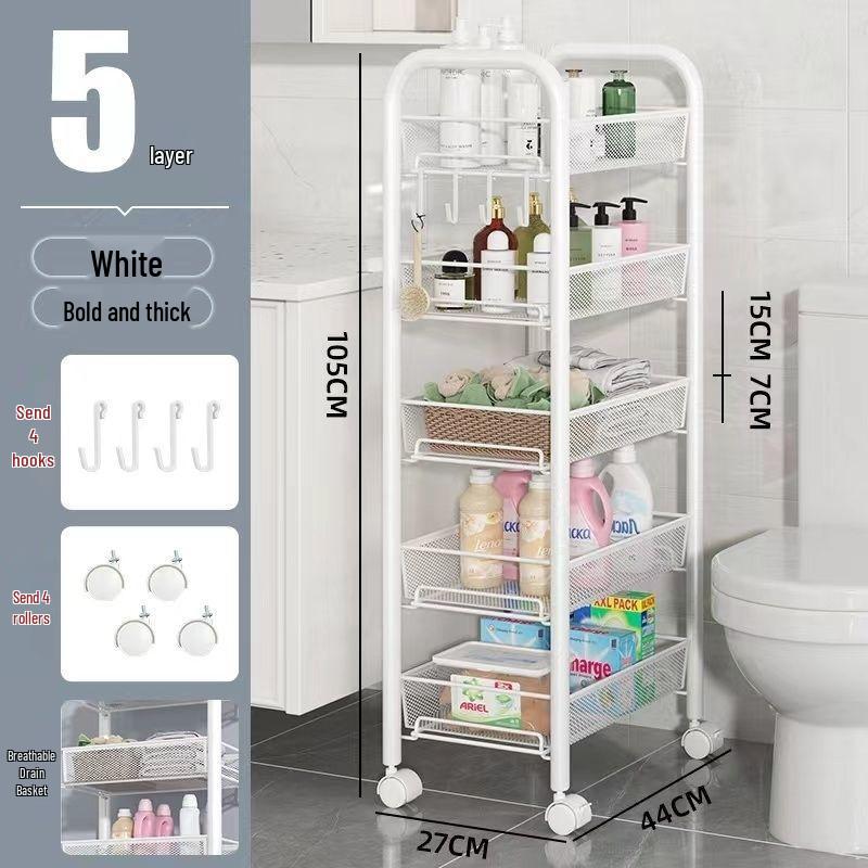 Compact Multi-layer Trolley Storage Rack for Kitchen, Bedroom, and Bathroom