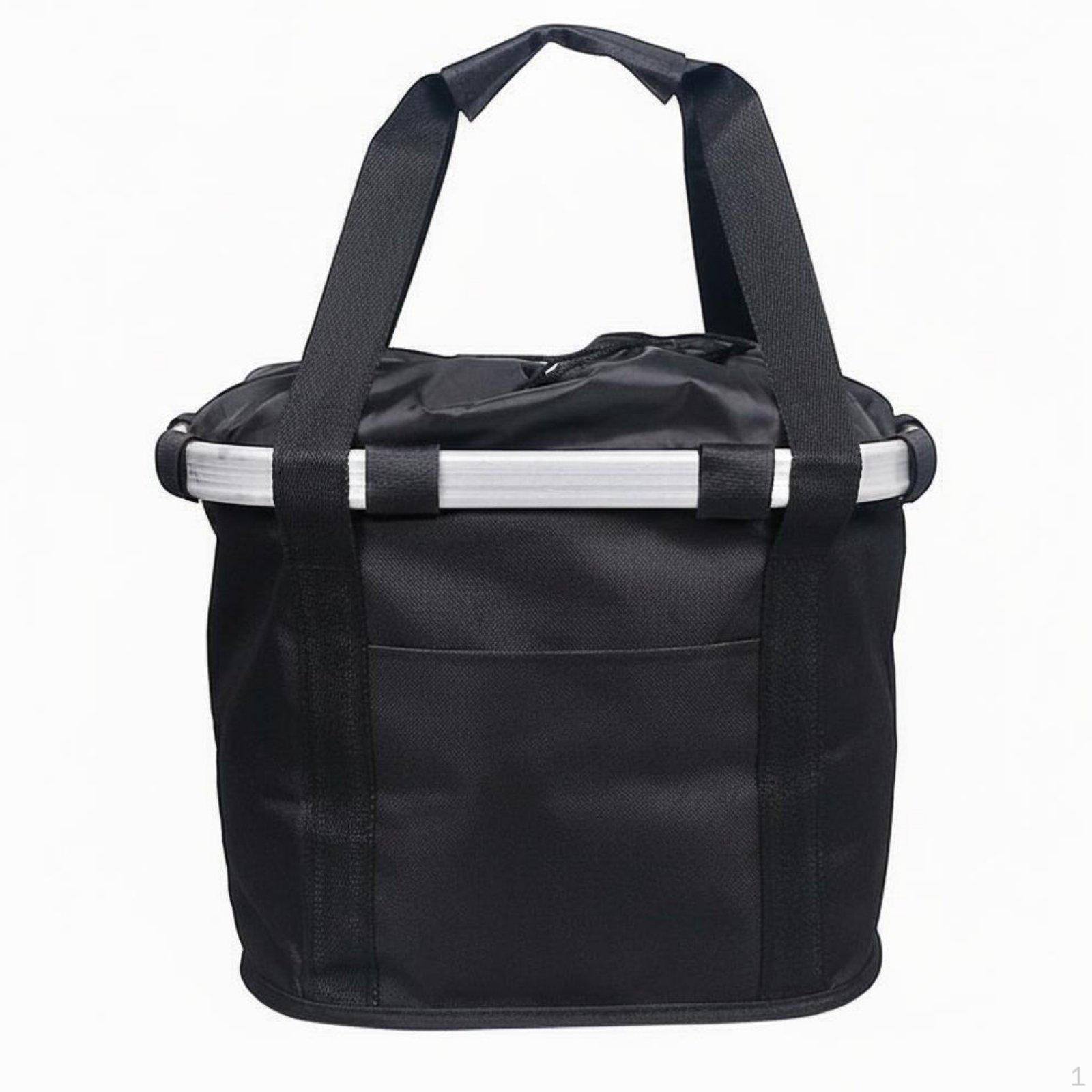 Foldable Bike Basket Aluminum Alloy Frame Detachable Versatile Cycle Shopping Black