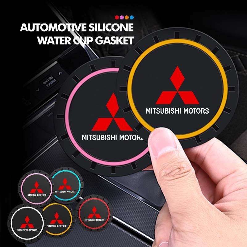 Car Coasters Water Cup Slots Non-Slip Mat Waterproof Drink Pad For Mitsubishi Outlander Pajero Sport Lancer EX ASX L200 Eclipse