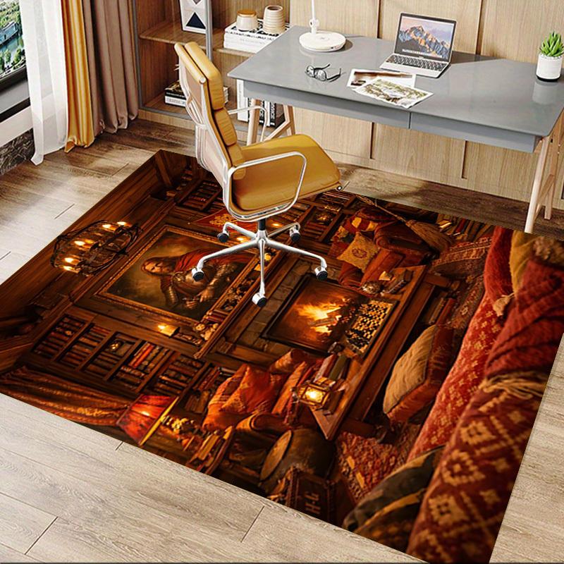 1PC Chessboard Library Non-Slip Floor Carpet Compatible for Office&Living Room&Bedroom&Dining room - Flat-Weave Machine-O328