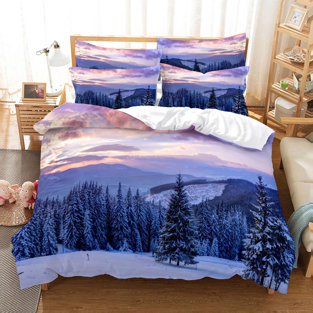 3D HD Scenic Quilt Cover Duvet Pillow Case bed Set Linen Woods Scene Forest King Queen Twin Single Double 3PCS 2PCS Home Textile