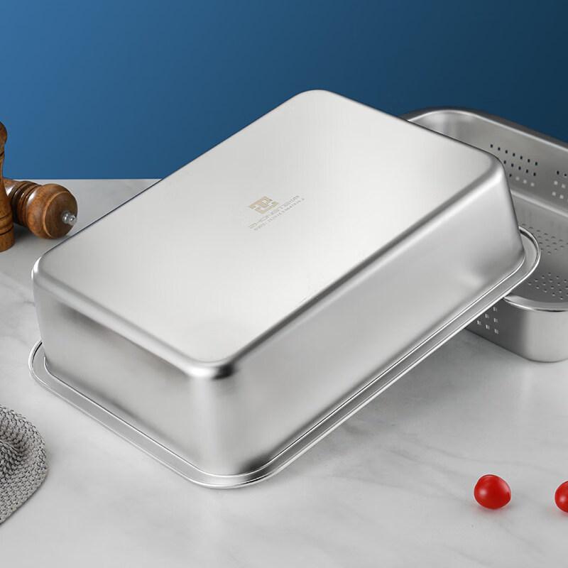 Yunduo Stainless Steel Rectangular Deep Basin and Colander Set