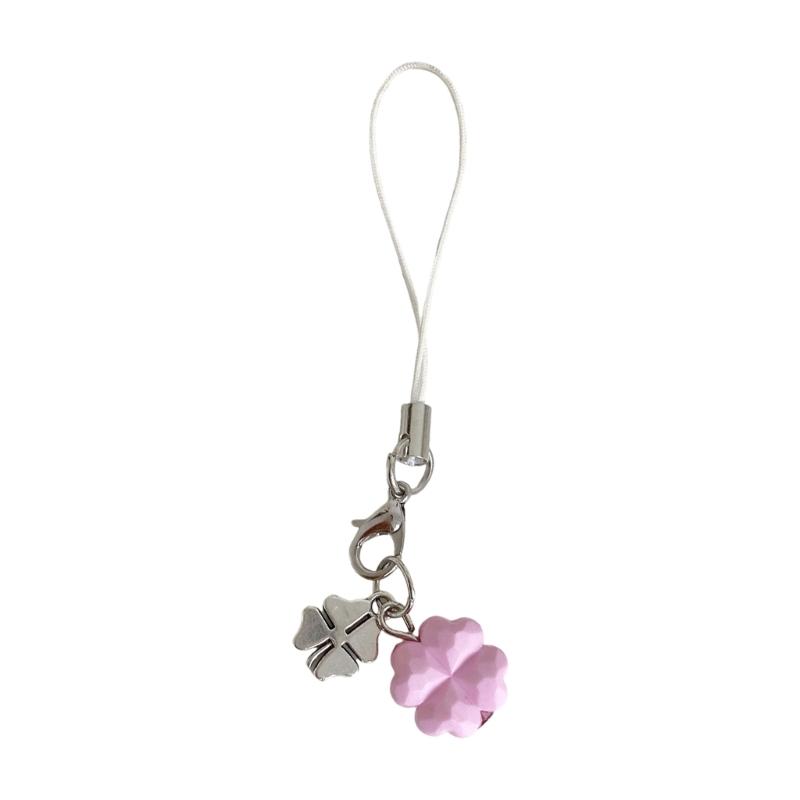 Handmade Four Leaf Clovers Charm Crystal Keychain Multipurpose Beaded Four Leaf Clovers Phone Chain For Phone Bag Decors