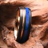 8mm Tungsten Carbide Rings for Men and Women rosegold Groove with Blue Opal Men's Wedding band  Comfortable to Wear