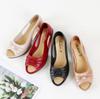 Stylish Open-Toe Wedge Heel Sandals with Knot Detail for Middle-Aged & Elderly