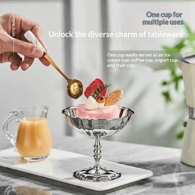 Salatschale aus Edelstahl Lebensmittelgeeignete Eisbecher Kelch Retro Dessertschale Obst Joghurt Snackschale Haushaltsküchenwerkzeuge