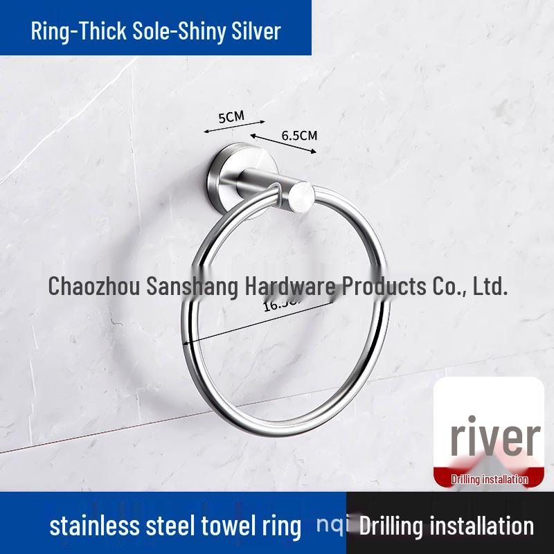 304 Stainless Steel Wall-Mounted Towel Ring for Bathroom, Kitchen, and Hotel Use