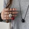 Simple Geometric Oval Pendant Necklace Fashionable Sweater Chain Fashion Jewelry Accessory Present for Women and Girls