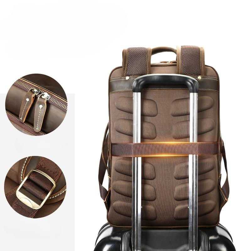 Mad Horse Leather Men's Backpack Premium Genuine Leather Vintage Bag Large Capacity Computer Travel Backpack