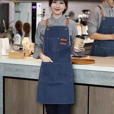 Household Canvas Apron Oil-Proof Can Wipe Hands Kitchen Cooking Men Women Adult With Tool Pockets  Coffee Over Apron