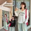 Plus Size Women's Shoulder Letter Print Long-sleeve T-shirt, Autumn New Loose Slimming Top 323110