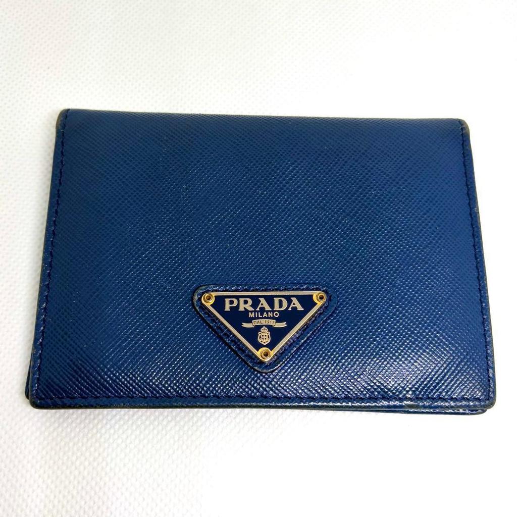 Used PRADA Saffiano Leather Card Case Pass Case