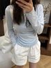 Women's Slim Fit Long Sleeve Purple T-Shirt for Spring/Autumn