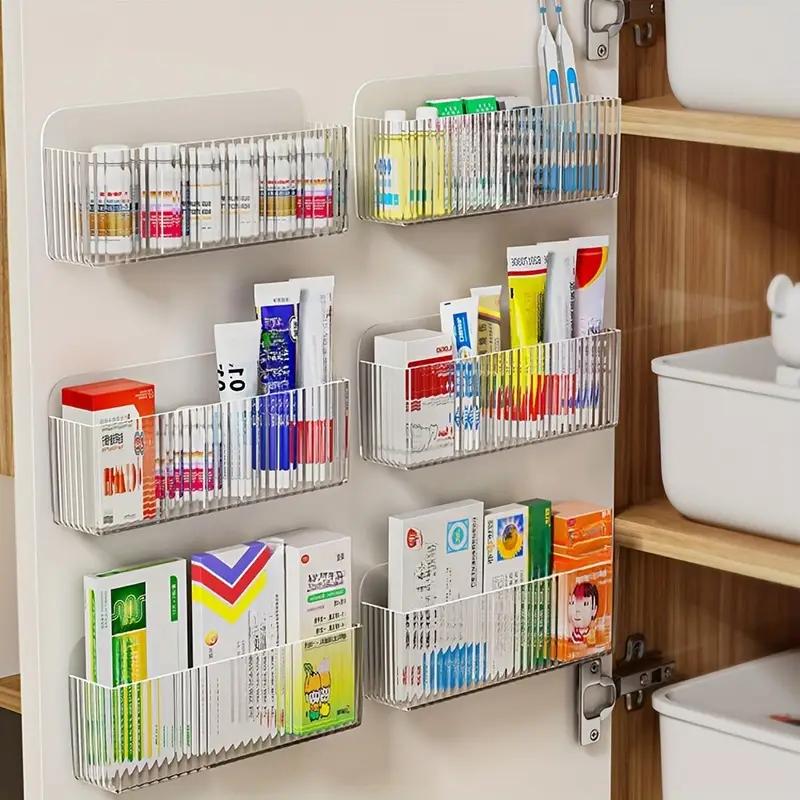 Wandmontierter Organizer Spiegelschrank Selbstklebende Aufbewahrungsbox für kleine Gegenstände Augenbrauenstift Lippenstift Lipgloss Organizer