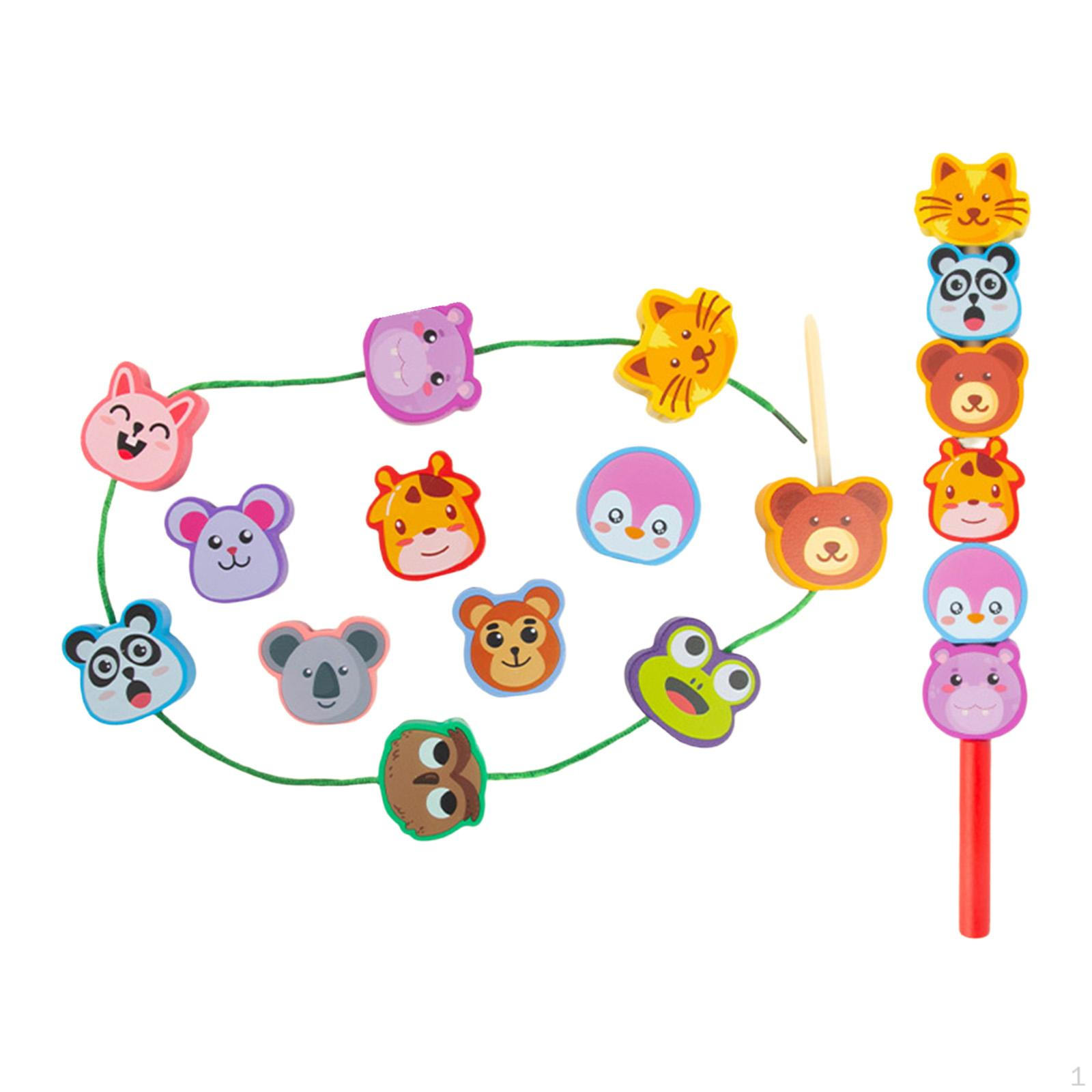 

Bead Threading Learning Game, Wooden Threading, Stacking Blocks, Thinking Educational Toy Animals