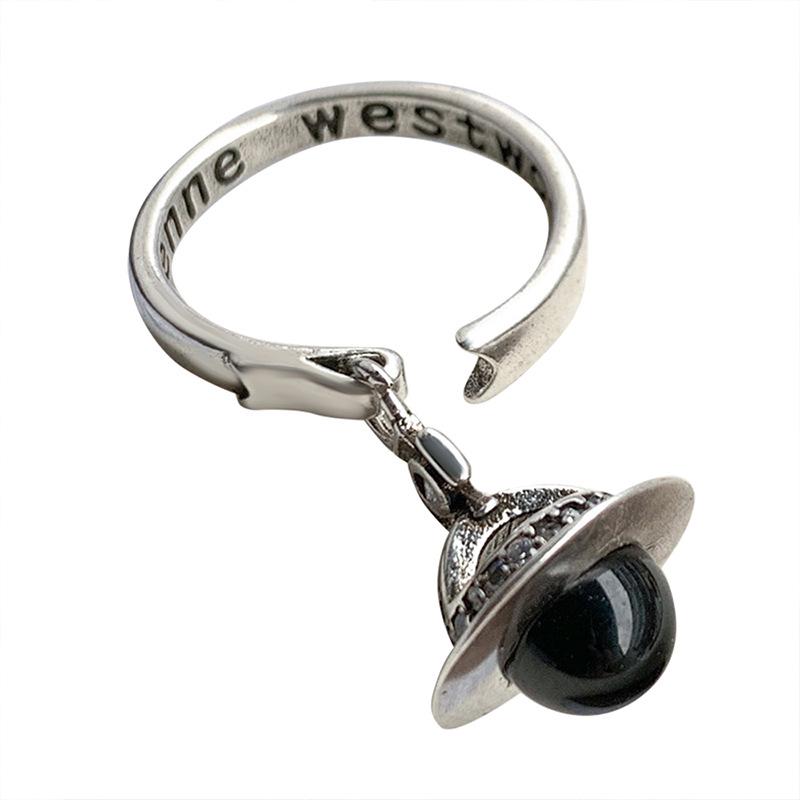 Lan Zhi Planet Pendant 925 Sterling Silver Ring: Non-Fading, Micro-Paved, Sweet Cool Style.