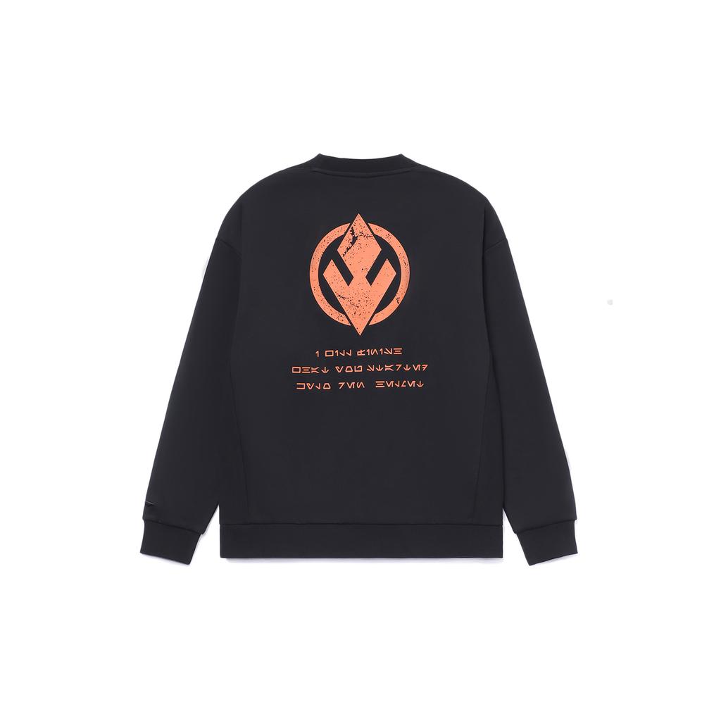 Li Ning Disney Star Wars, Sports Fashion, Patterned Print Loose Fit Fleece Lined Crew Neck Pullover Sweatshirt Unisex AWDRD57-5